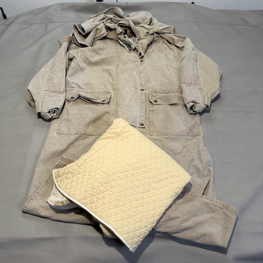 VTG Australian Outback Co. Rugged Canvas Khaki Trench Duster Coat Western-M-XXXX